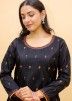 Navy Blue Readymade Embroidered Palazzo Suit