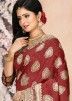 Red Kanjivaram Silk Saree In Woven Design