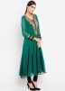 Green Embroidered Flared Georgette Kurti