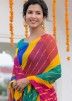 Multicolored Leheriya Printed Chiffon Saree