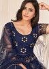 Navy Blue Net Embroidered Anarkali Style Suit