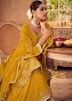 Yellow Embroidered Straight Cut Sharara Suit