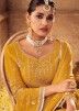 Yellow Embroidered Straight Cut Sharara Suit