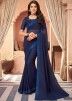 Navy Blue Georgette Saree With Embellished Blouse