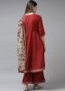 Red Readymade Laced Flared Style Palazzo Suit