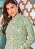 Green Embroidered Slitted Anarkali Suit