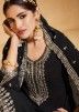 Black Embroidered Festive Sharara Suit In Georgette