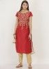 Readymade Maroon Embroidered Pant Salwar Suit