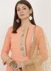 Readymade Peach Embroidered Georgette Anarkali Suit