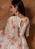 Readymade White Floral Printed Organza Anarkali Suit