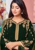 Green Thread Embroidered Straight Cut Salwar Suit