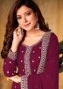 Magenta Georgette Palazzo Suit With Dupatta