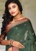 Green Banarasi Silk Saree In Heavy Pallu