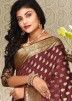 Brown Silk Georgette Saree With Blouse