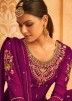 Purple Embroidered Bell Sleeved Salwar Suit