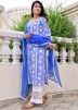Blue Readymade Hand Block Printed Pant Suit Set