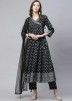 Black Floral Readymade Angrakha Style Salwar Suit
