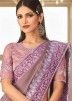 Purple Thread Embroidered Art Silk Saree