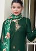 Readymade Green Embroidered Pant Suit & Dupatta