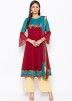 Maroon Readymade Embroidered Flared Suit