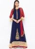 Navy Blye Embroidered Readymade Anarkali Style Suit