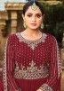 Maroon Sequins Embroidered Sharara Style Salwar Suit