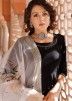 Readymade Black Flared Suit With Printed Dupatta