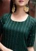 Zari Embroidered Readymade Patiala Suit In Green