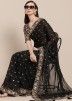 Black Silk Saree With Embroidered Blouse