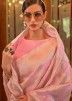 Beads Embellished Pink Saree With Blouse