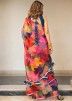 Floral Printed Multicolored Saree In Organza
