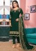 Green Embroidered Georgette Pant Suit & Dupatta