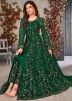 Green Sequins Embroidered Pant Suit With Front Slit