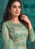Green Embroidered Palazzo Style Party Wear Suit