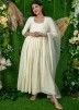 Off-White Readymade Embroidered Anarkali Suit With Pant