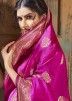 Pink Printed Heavy Pallu Saree With Blouse