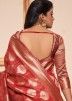 Red Woven Cotton Silk Saree With Blouse