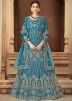 Blue Dori Embroidered Abaya Style Anarkali Suit
