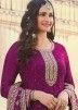 Prachi Desai Purple Stone Embellished Silk Salwar Suit