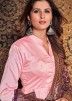 Readymade Pink Anarkali Suit With Zari Woven Dupatta