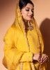 Readymade Yellow Gota Patti Sharara Suit In Georgette