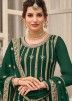 Green Zari Embroidered Sharara Suit In Georgette