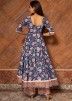 Blue Readymade Floral Print Anarkali Suit With Dupatta