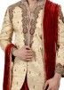 Golden Embroidered Groom Indo Western Sherwani With Dhoti