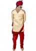 Golden Embroidered Groom Indo Western Sherwani With Dhoti