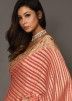 Peach Woven Georgette Saree With Blouse