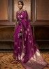 Purple Woven Handloom Silk Saree