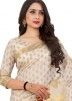 White Woven Festive Saree With Blouse