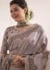 Grey Tussar Silk Saree In Printed Designs