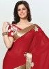 Red Georgette Saree With Blouse